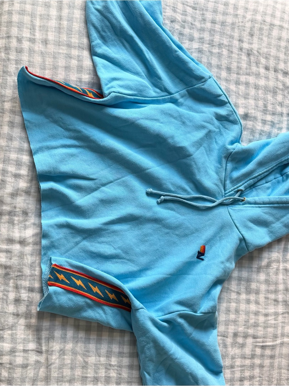 Aviator Nation Light Blue Hoodie with Multicolor Trim